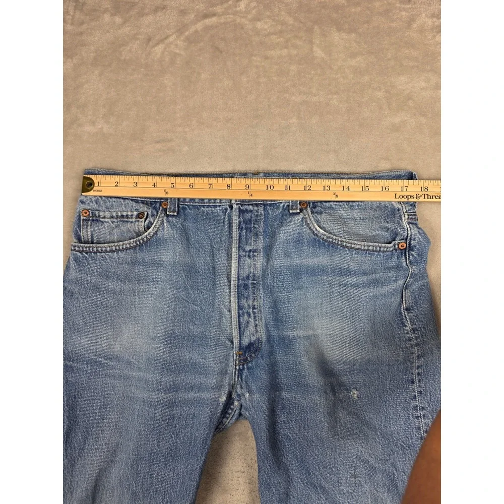 Vintage Levi's 501 Jeans Mens 38x34 Fit 36x34 Blue USA Made Button Fly Denim 80s